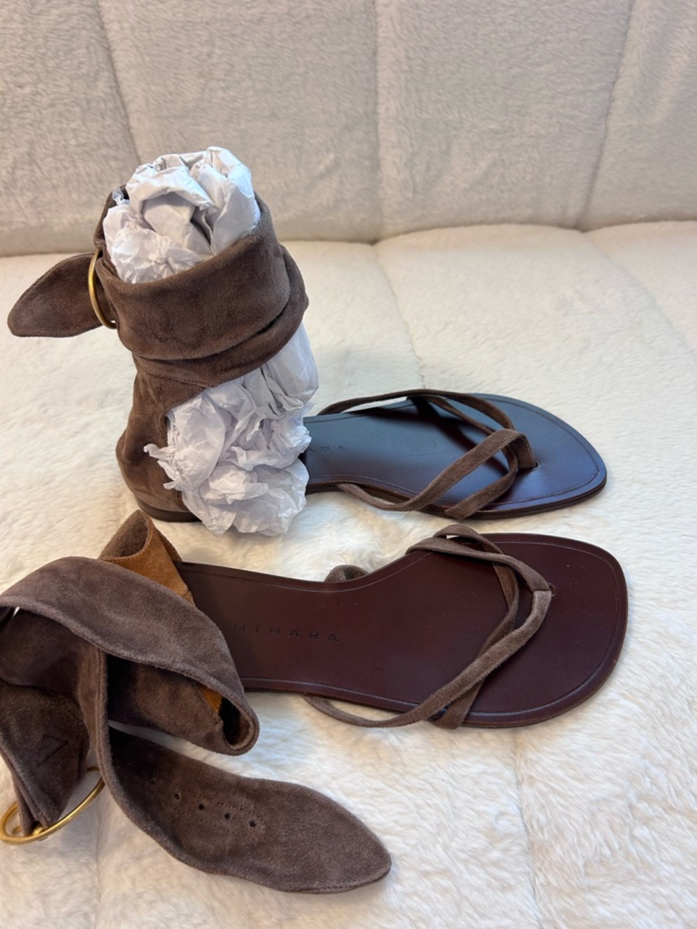 New Chie Mihara Brown Suede Wrap Sandals size 38 - Picture 5 of 12